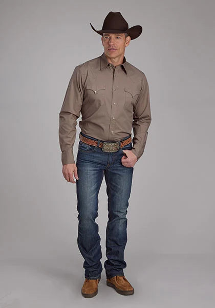 Roper 2221 Solid (Brown) - Men's Western Shirt