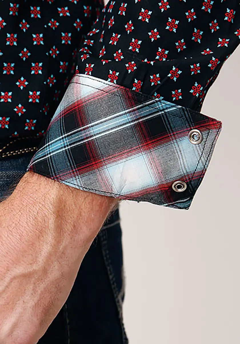 Roper Black Canyon Cottage Foulard (Black) - Men's Western Shirt