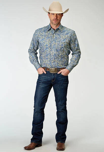 Roper 1933 Delft Paisley (Blue) - Men's Western Shirt