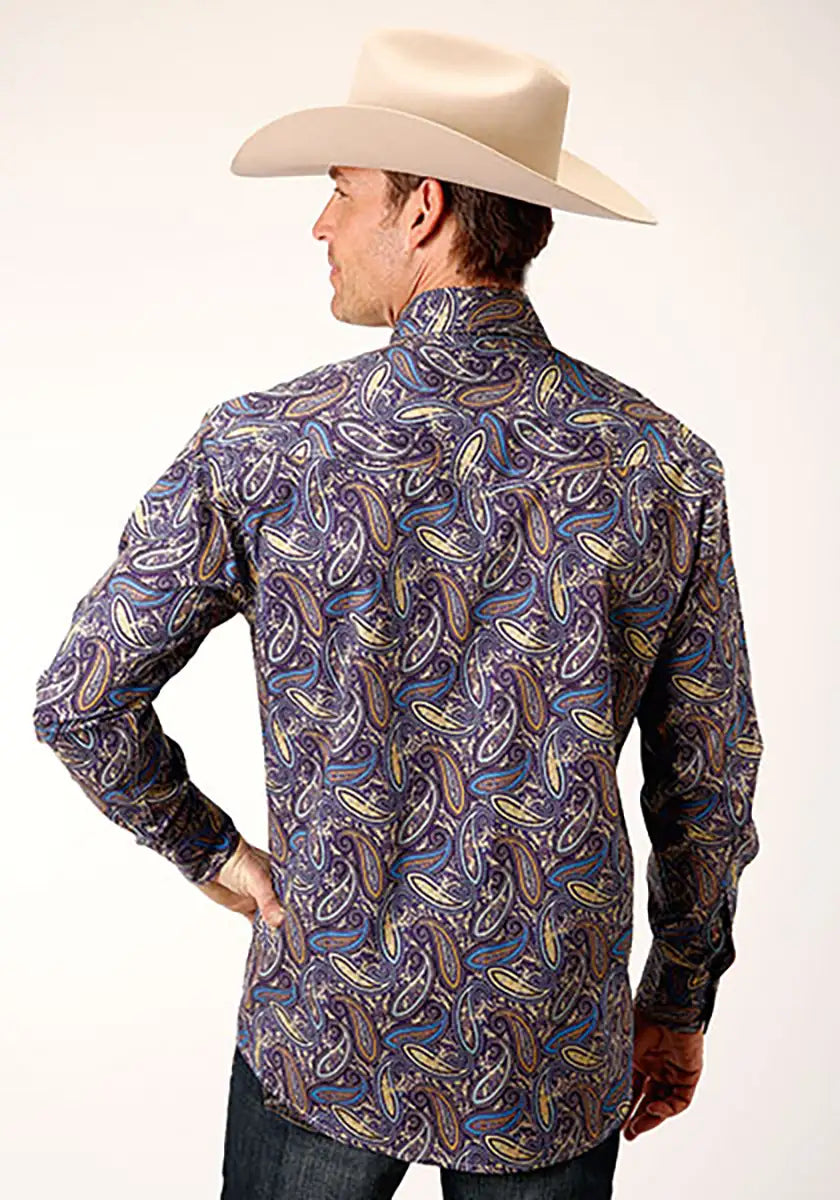 Roper Plum Ridge Royal Paisley (Plum) - Men's Western Shirt