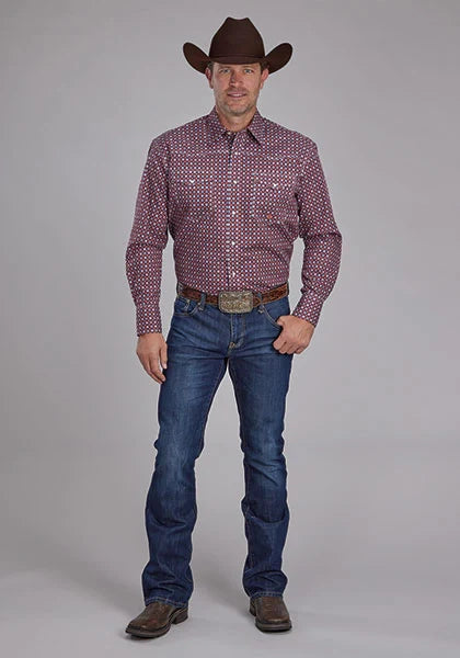 Roper 2153 Highway Foulard (Red) - Men's Western Shirt
