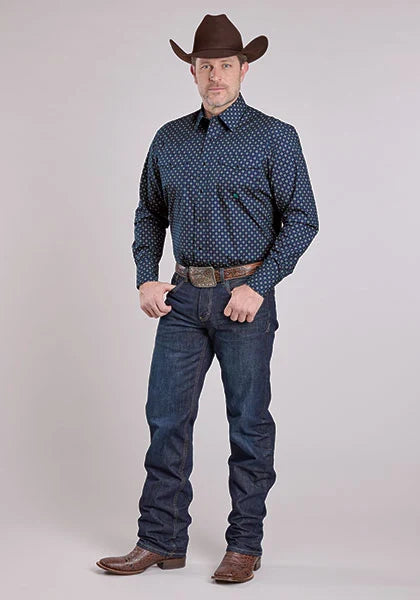 Roper 2584 Pinwheel Foulard (Blue) - Men's Western Shirt