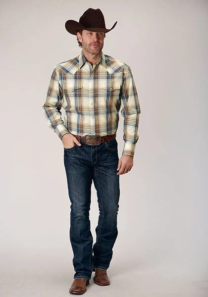Roper 1840 Desert Plaid (Tan) - Men's Western Shirt