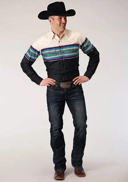 Roper 1296 Serape Border (Black) - Men's Western Shirt