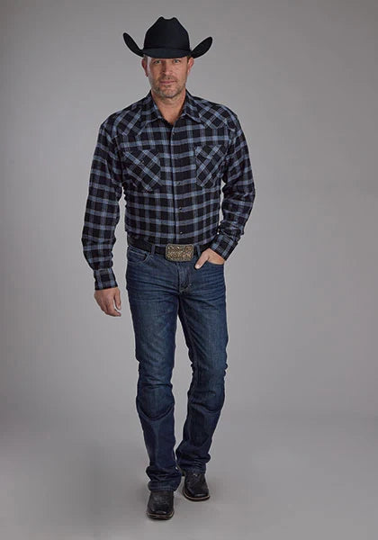 Roper 2205 Flannel (Black) - Men's Western Shirt