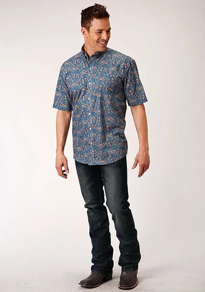 Roper 1130 Amarillo Paisley (Multi) - Men's Short Sleeve Shirt