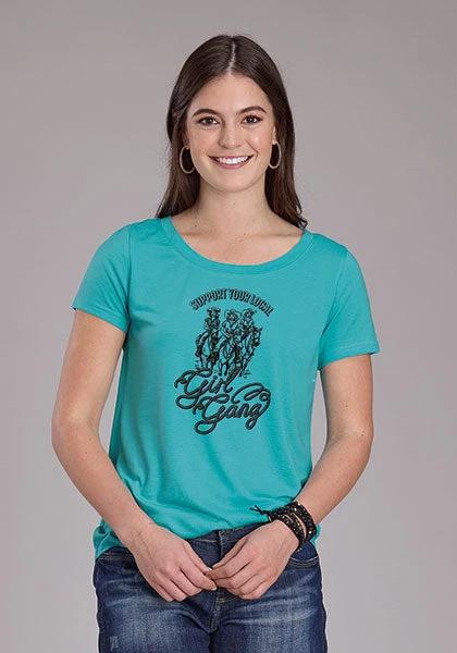 Roper Women's Turquoise Cotton Tee Shirt Lightweight Casual Everyday Wear Top Western Inspired by Roper