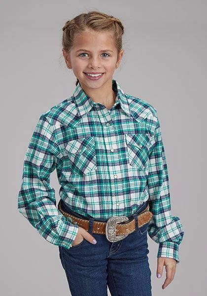 Roper Youth Girls Flannel Shirt Western Style Cozy Warm Layer For School And Everyday Wear by Roper