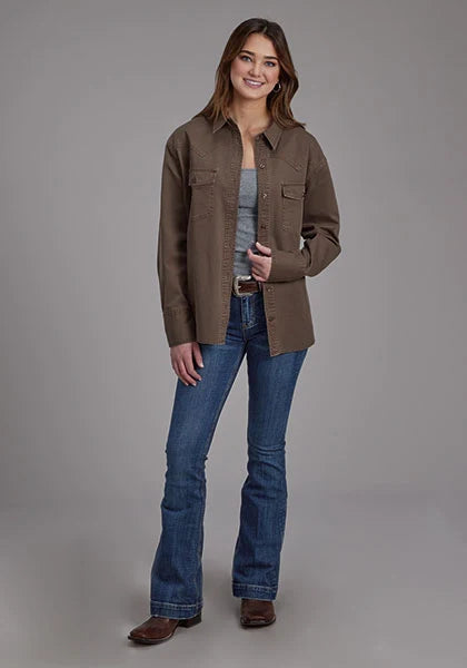 Roper 2298 Twill Oversized (Brown) - Women's Shirt Jacket