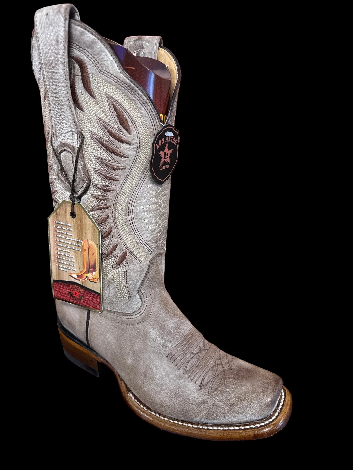 Los Altos Women Brown Vintage Dubai Toe Cowboy Boot Handcrafted Western Footwear by Los Altos