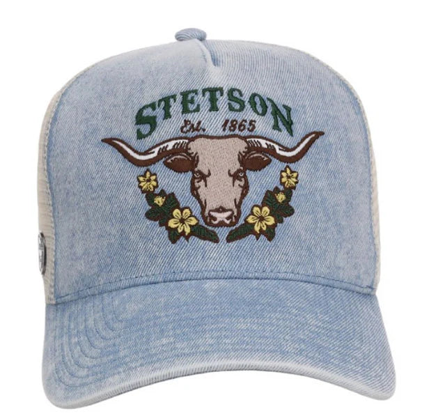 Stetson Floral Longhorn (Blue) - Trucker Cap