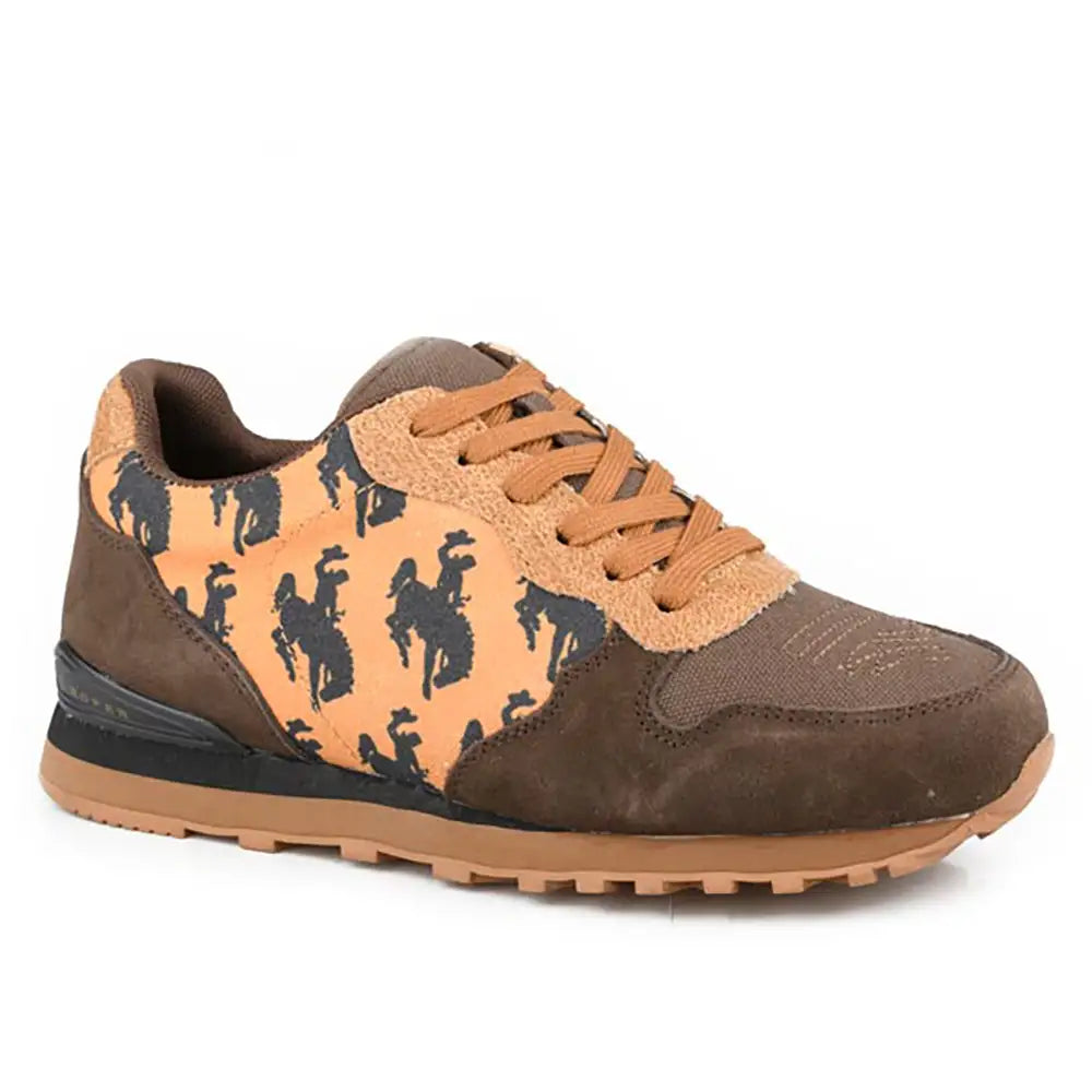 Roper Giddyup Bronco Jogger (Brown) - Women's Lace Up Suede Sneaker