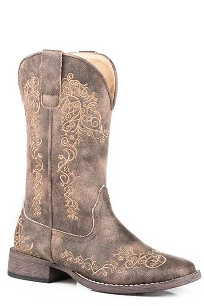 Roper Riley Scroll Stockman (Brown) - Women's Cowgirl Boot