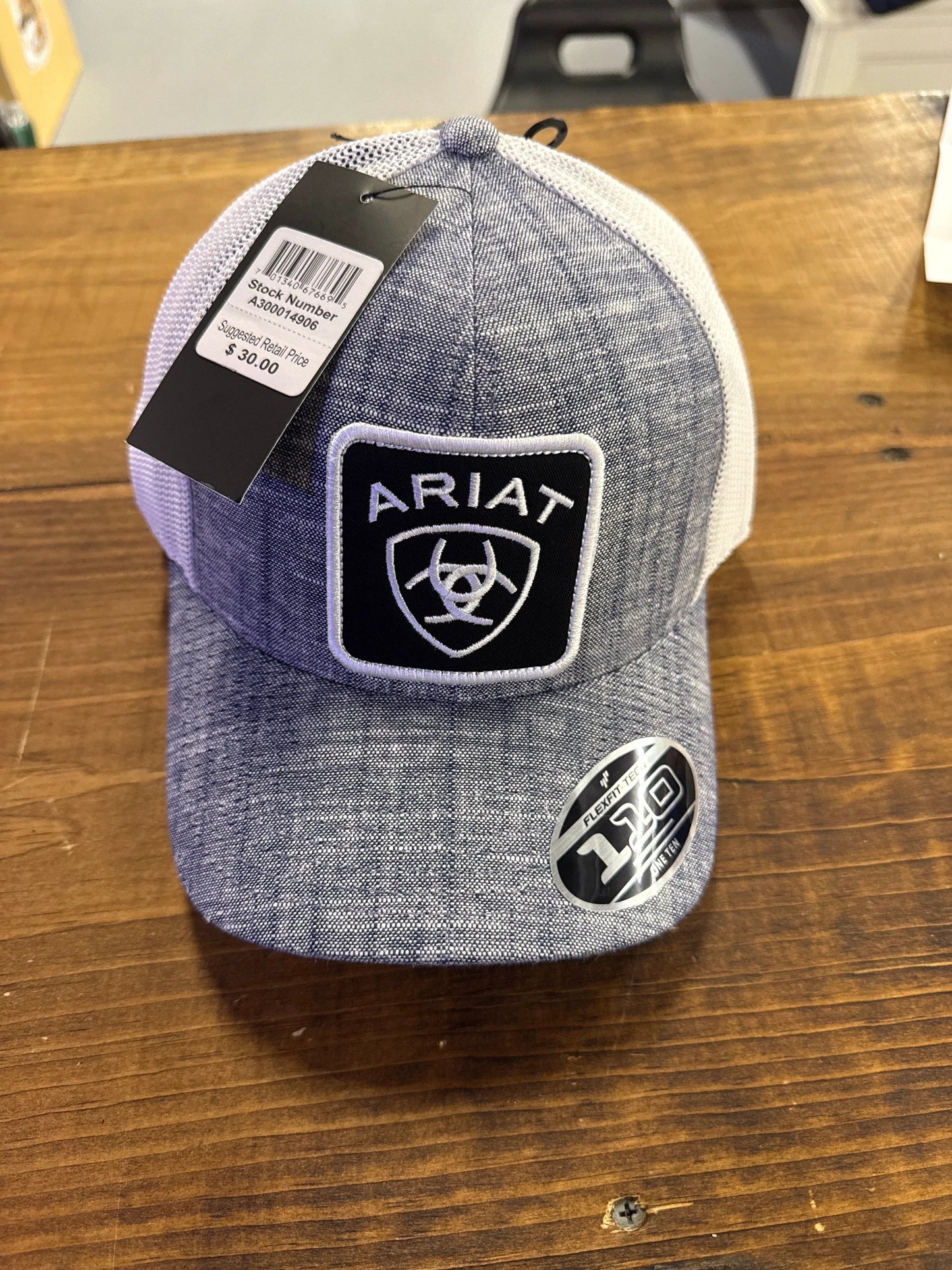Ariat Grey White Adjustable Back Strap Hat For Everyday Comfort And Style Riding And Barn Wear by Ariat