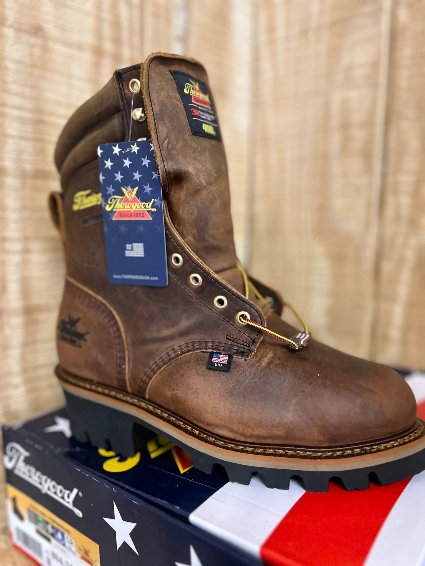 Thorogood Logger Series 9 Inch Stud Horse Work Boot 8043555 Waterproof Insulated by Thorogood