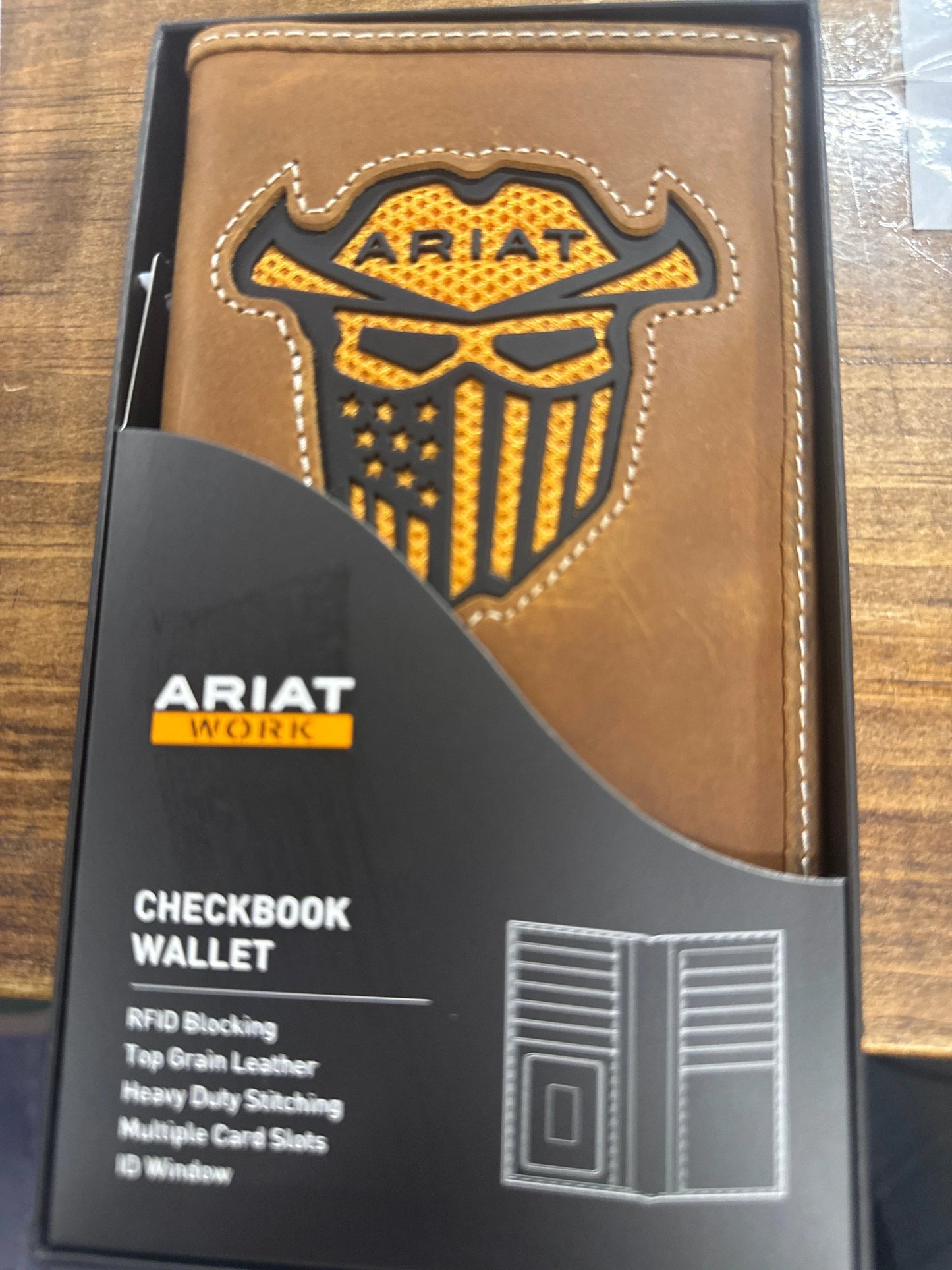 Ariat Brown Work Rodeo Wallet Western Leather Bifold With Card Slots For Men Rugged Everyday Carry by Wild West Outfitters
