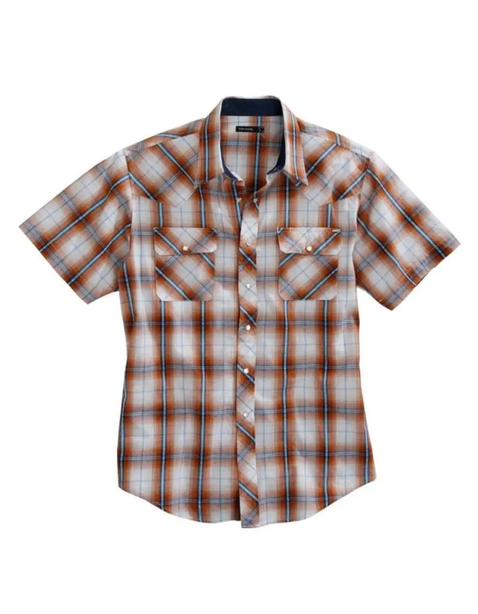 Tin Haul Diamond Dobby Short Sleeve (Orange) - Men's Western Shirt