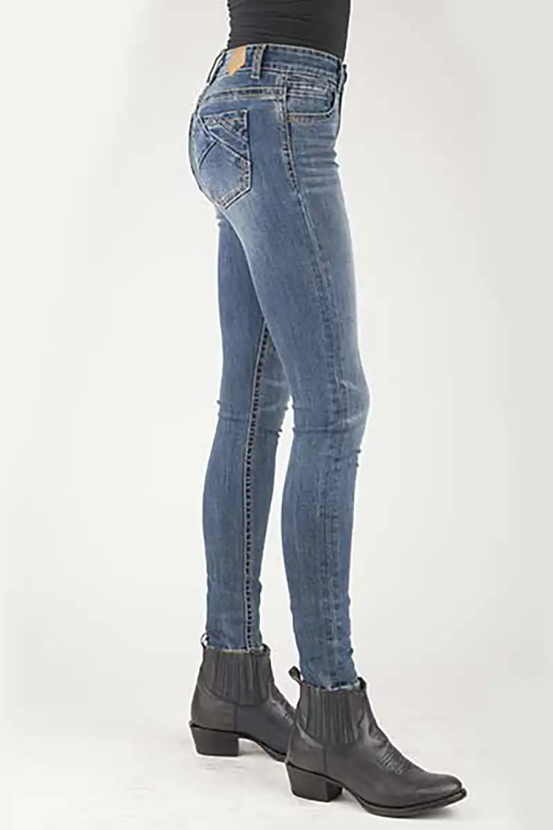 Tin Haul 515 Sunny Skinny Patched Pocket ( Denim Medium Wash) - Women's Jeans (Closeout)