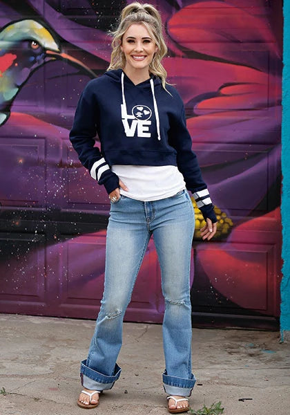 Tin Haul Love Print (Navy) - Women's Hoodie Sweatshirt