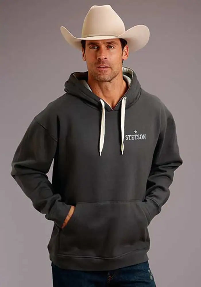 Stetson Star (Heather Grey) - Men's Hoodie Sweatshirt