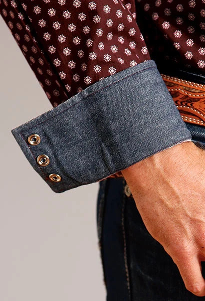 Stetson 1825 Geometric Sunburst (Wine) - Men's Western Shirt