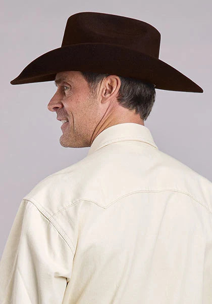 Stetson 2558 Classic Denim (Cream) - Men's Western Shirt