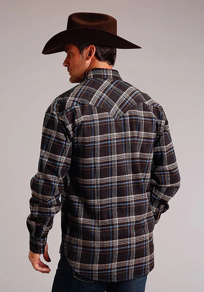 Stetson 1808 Plaid Flannel (Brown) - Men's Western Shirt