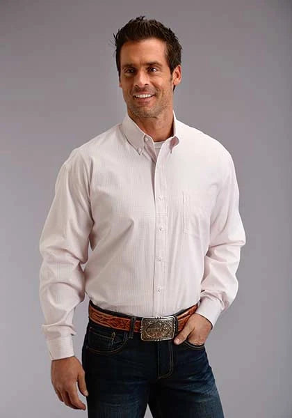 Stetson 5663 Two Stripe Straight (Pink) - Men's Western Shirt