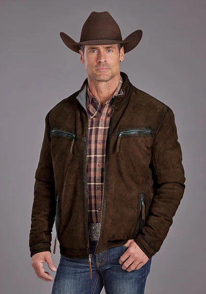 Stetson Novelty Solid Smoother Brunt (Brown) - Men's Leather Jacket