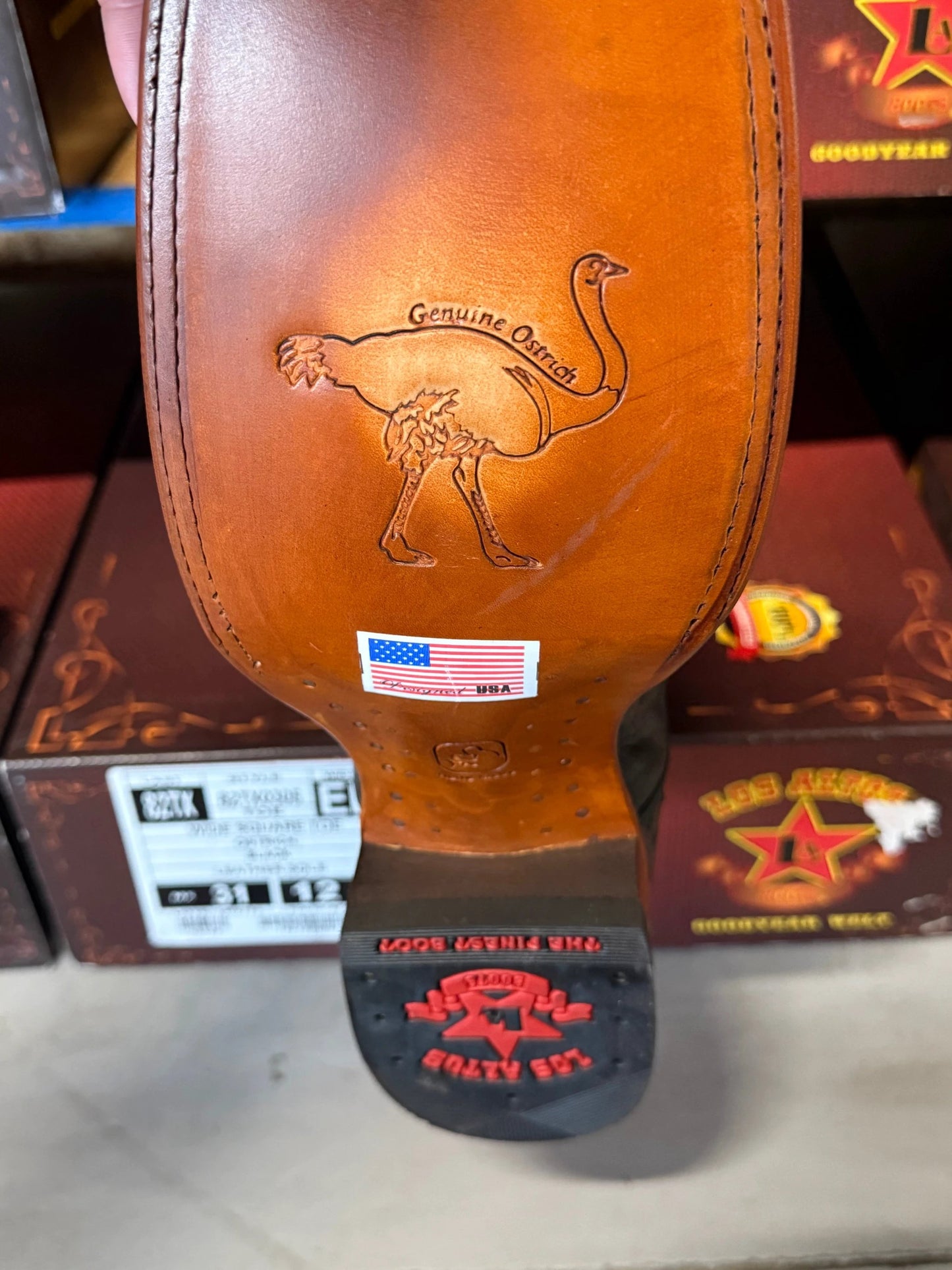Exotic Los Altos Texas Wide Square Toe Black Quilled Ostrich Leather Boots Premium Western Cowboy Style by Los Altos
