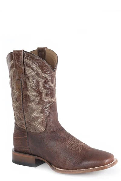 Stetson Logan (Brown) - Men's Bison Leather Cowboy Boot