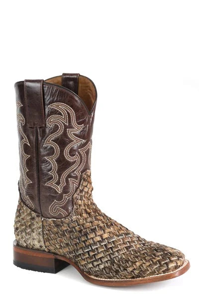 Stetson Cattleman (Brown) - Men's Hair On Leather Cowboy Boot