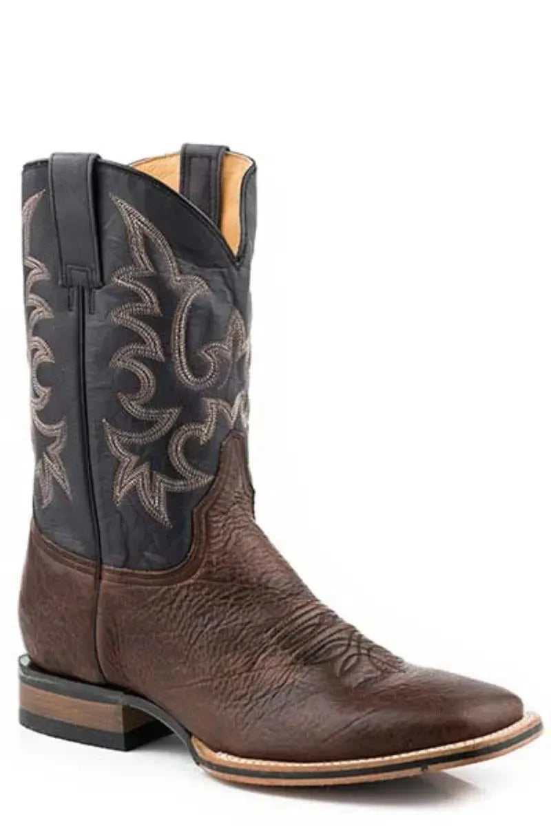 Stetson Midnight Rider (Black) - Men's Bison Leather Cowboy Boot