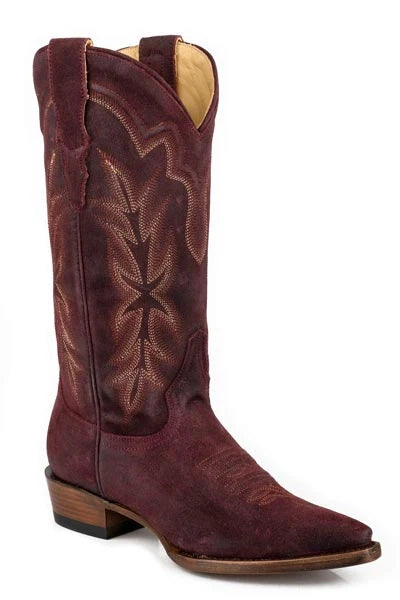 Stetson Casey (Wine) - Women's Suede Leather Cowgirl Boot