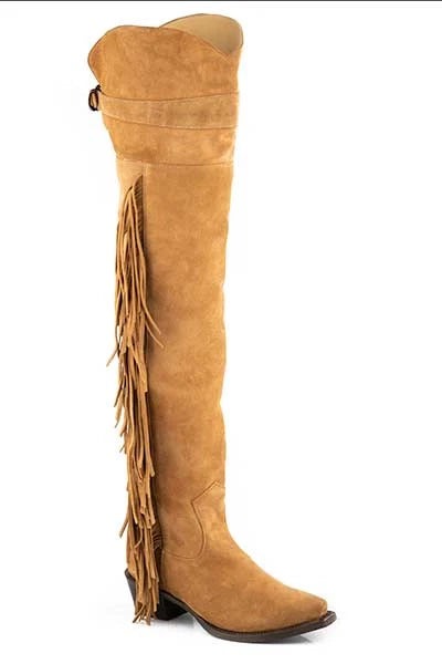 Stetson Glam (Tan) - Women's Suede Leather Cowgirl Boot