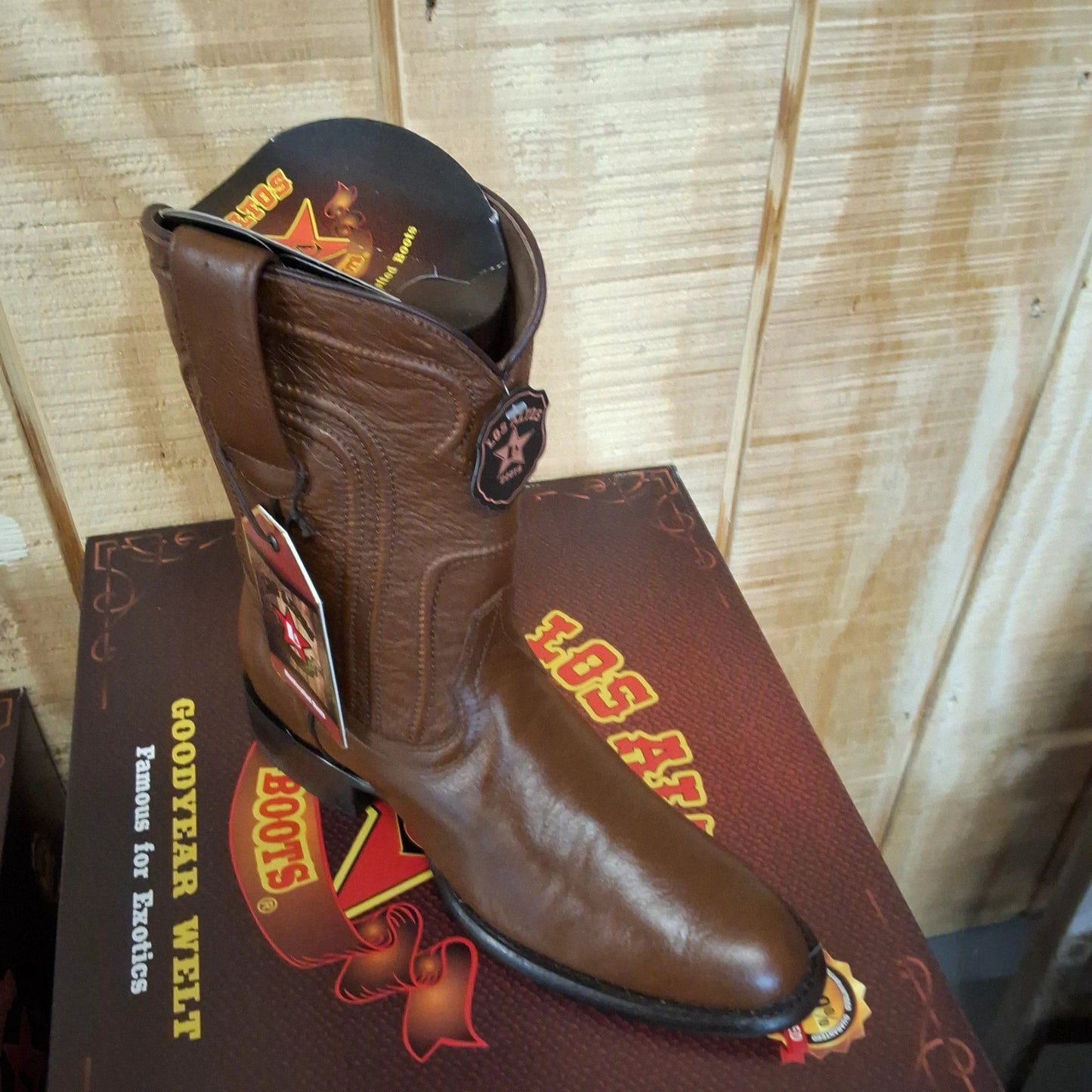Los Altos Belmont Roper Cowboy Boot Brown Leather Western Footwear For Men Premium Comfort And Durability by Los Altos