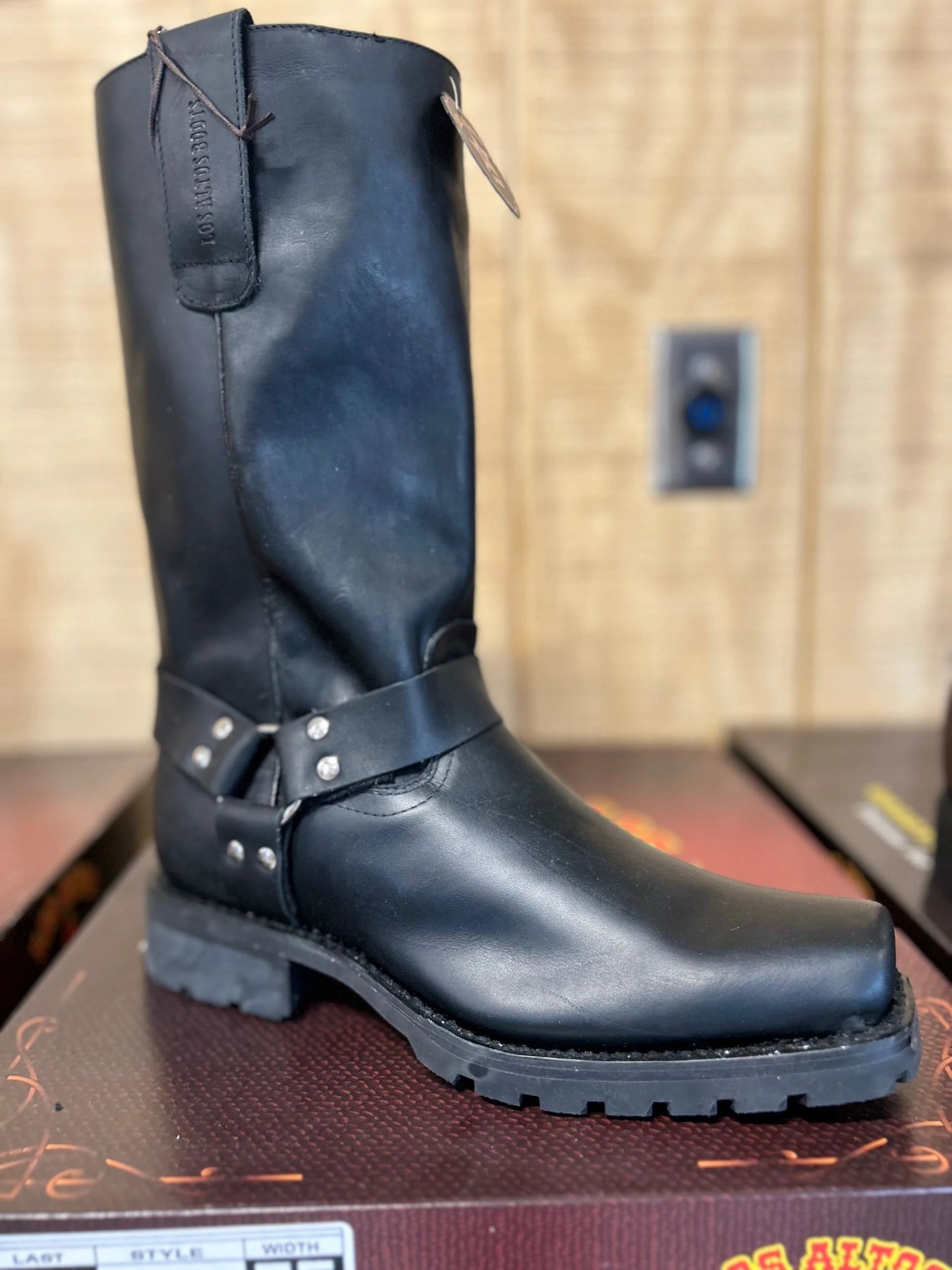 Los Altos Black Biker Boot In Grasso Black Finish For Riders And Urban Explorers by Los Altos
