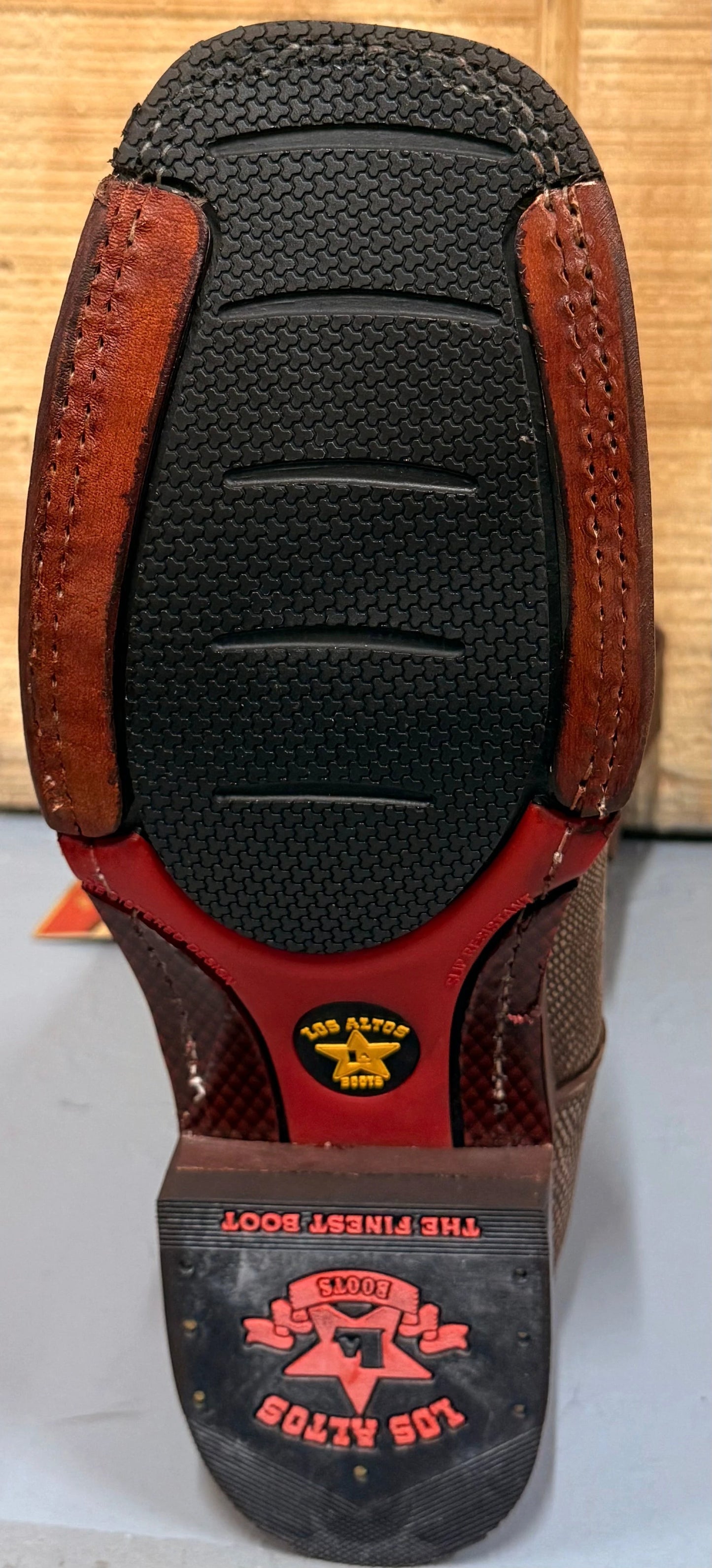 Exotic Los Altos Sanded Brown Lizard Wide Square Toe Western Boot Premium Exotic Leather by Los Altos