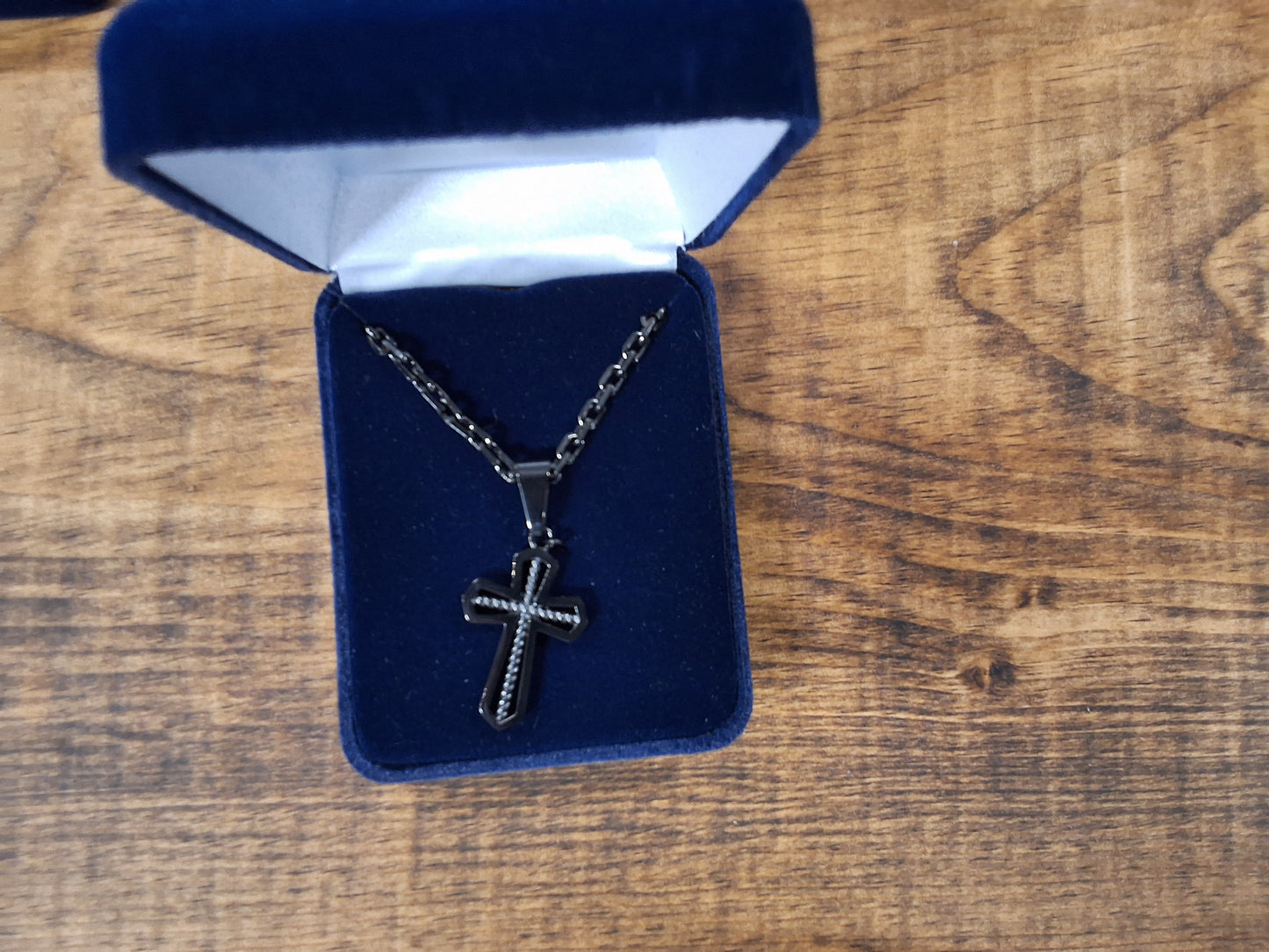 Black Rope Center Cross Necklace