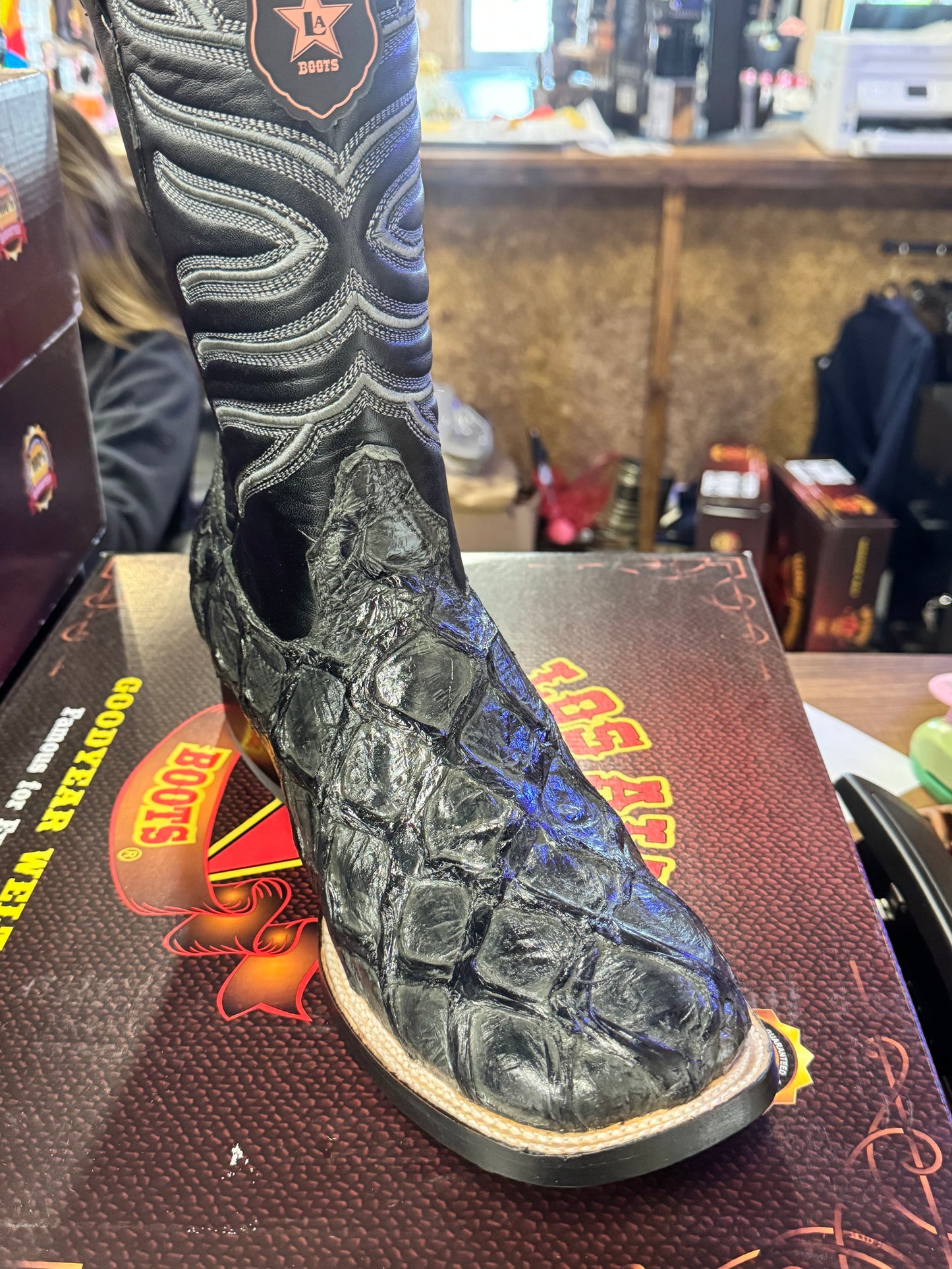 Exotic Los Altos Black Inverted Pirarucu Boots