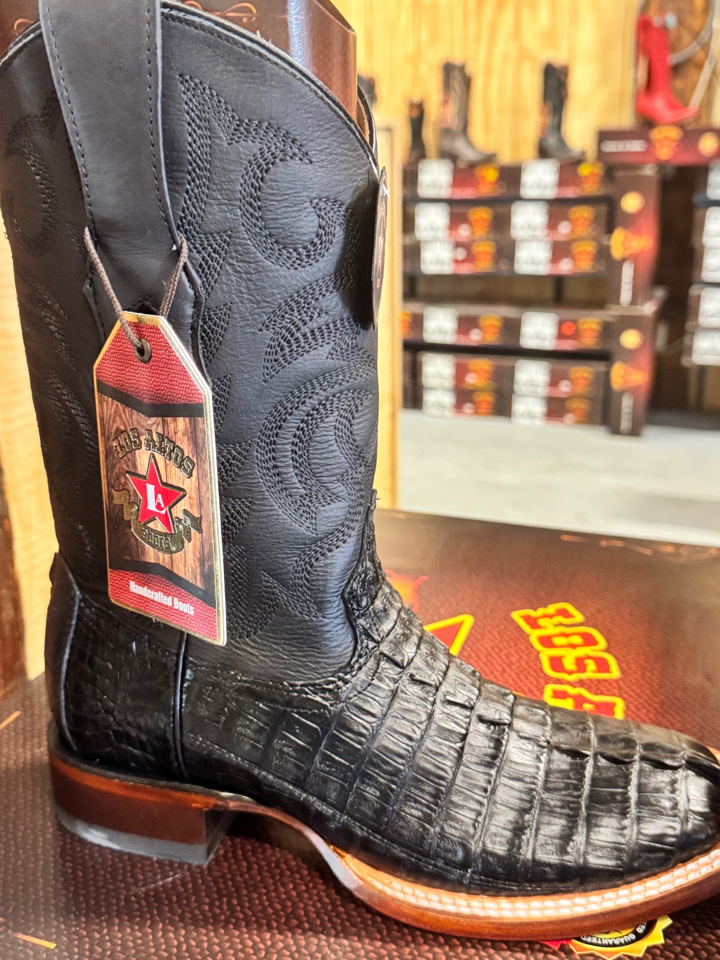 Los Altos Caiman Tail Black Boot