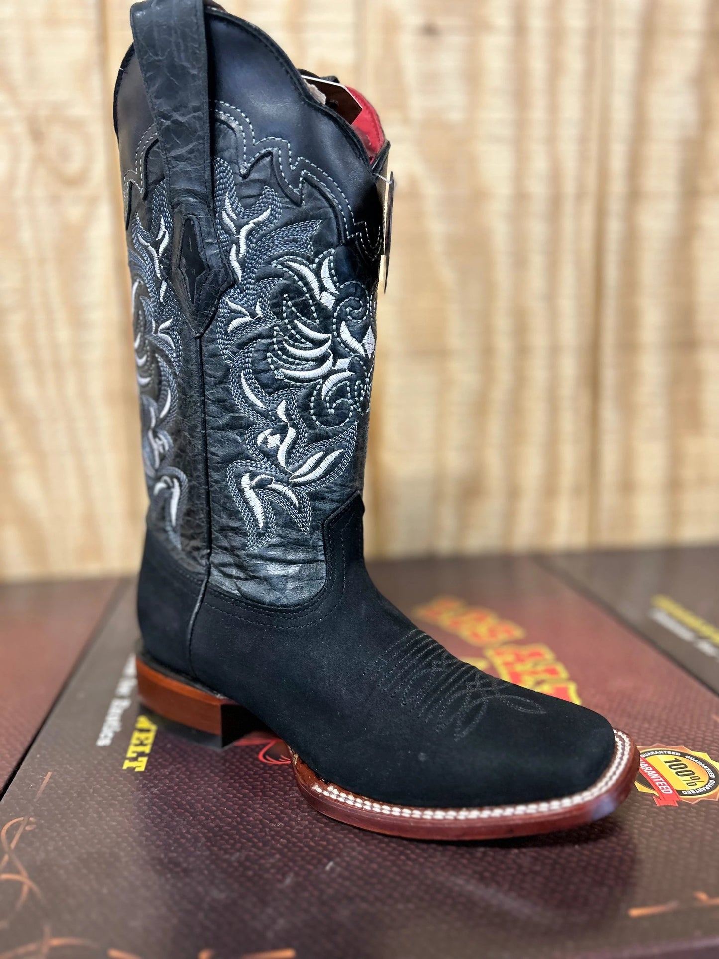 Los Altos Black Suede Women's Cowgirl Boot Nubuck Western Boot With Classic Stitching And Comfort by Los Altos