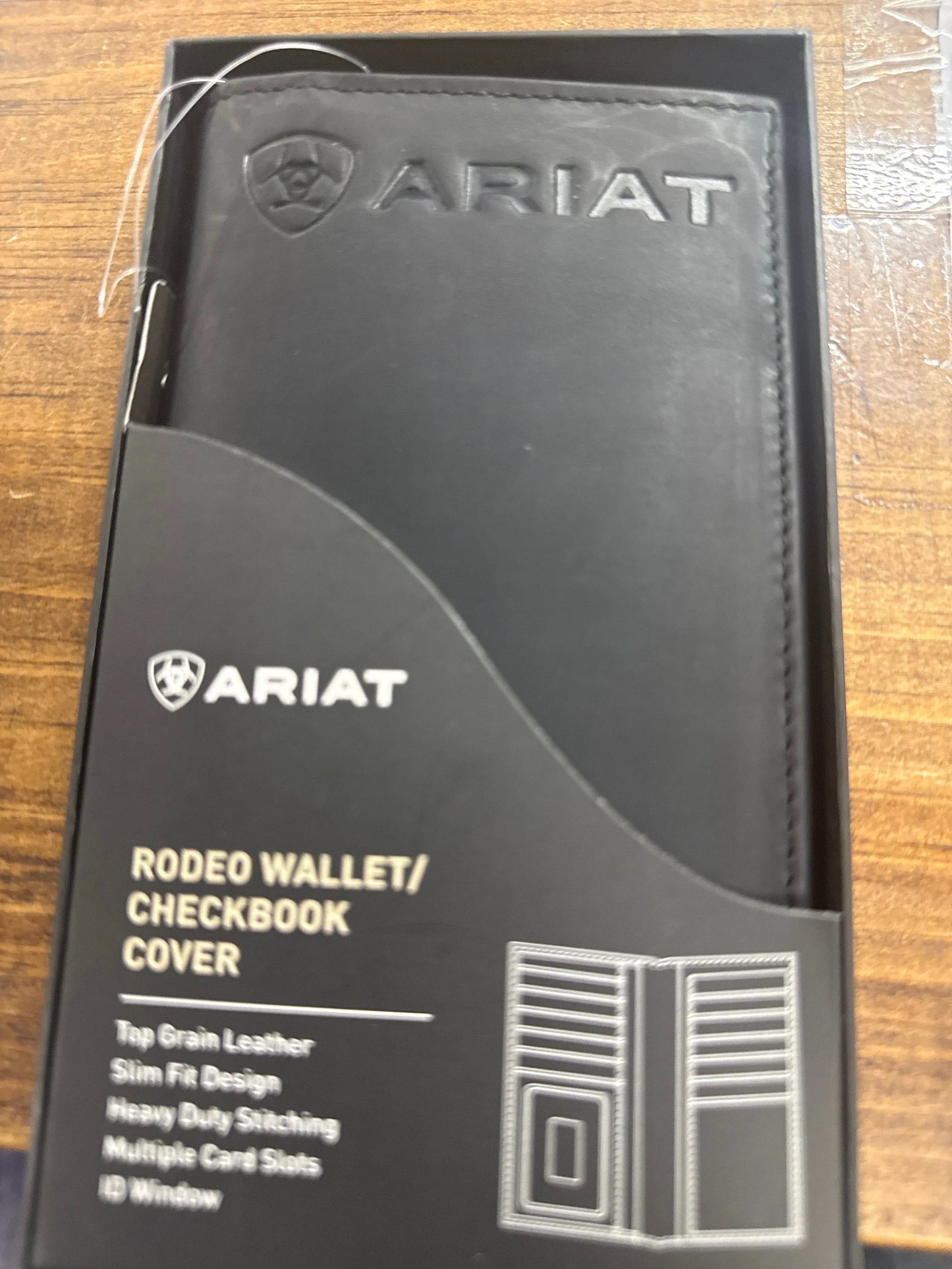 Ariat Black Rodeo Wallet Leather Bifold Card Holder For Men Western Style Durable Everyday Use by Wild West Outfitters