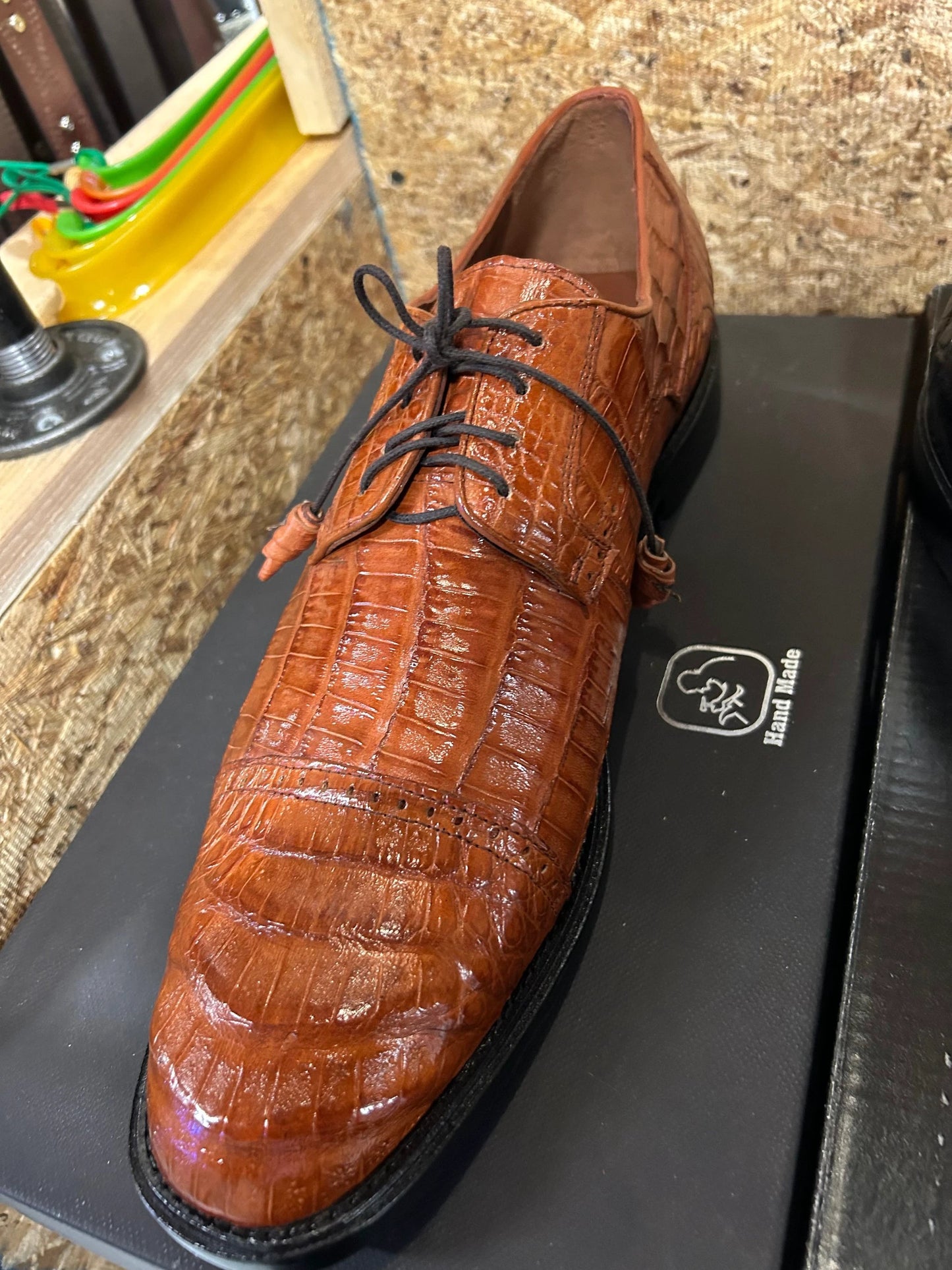 Exotic Los Altos Caiman Belly Dress Shoes Cognac Leather Premium Quality Classic Style by Los Altos