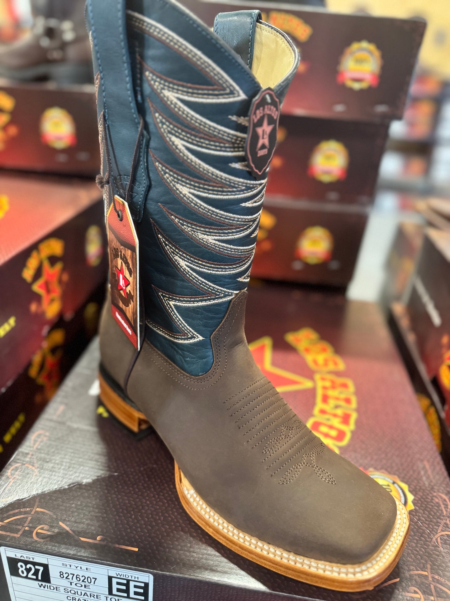 Los Altos Crazy Brown Square Toe Men's Cowboy Boots