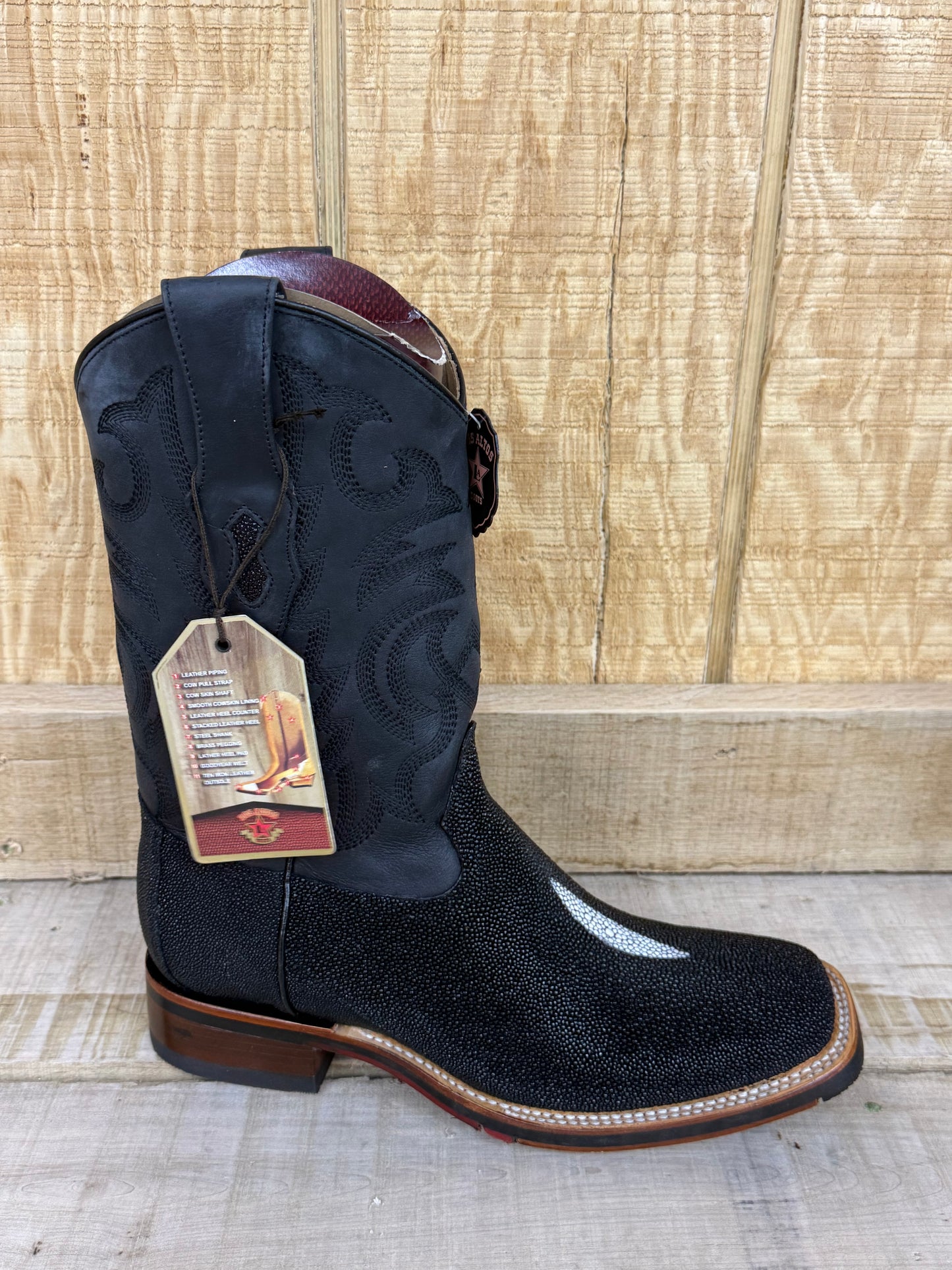 Exotic Los Altos Single Stone Black Stingray Men’s Cowboy Boots