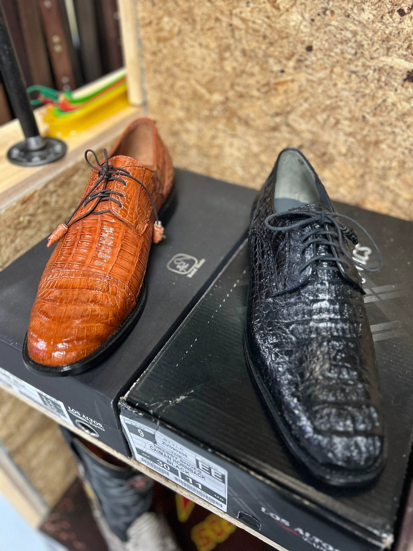 Exotic Los Altos Caiman Hornback Leather Dress Shoes For Men Premium Handcrafted Classic Style Black by Los Altos