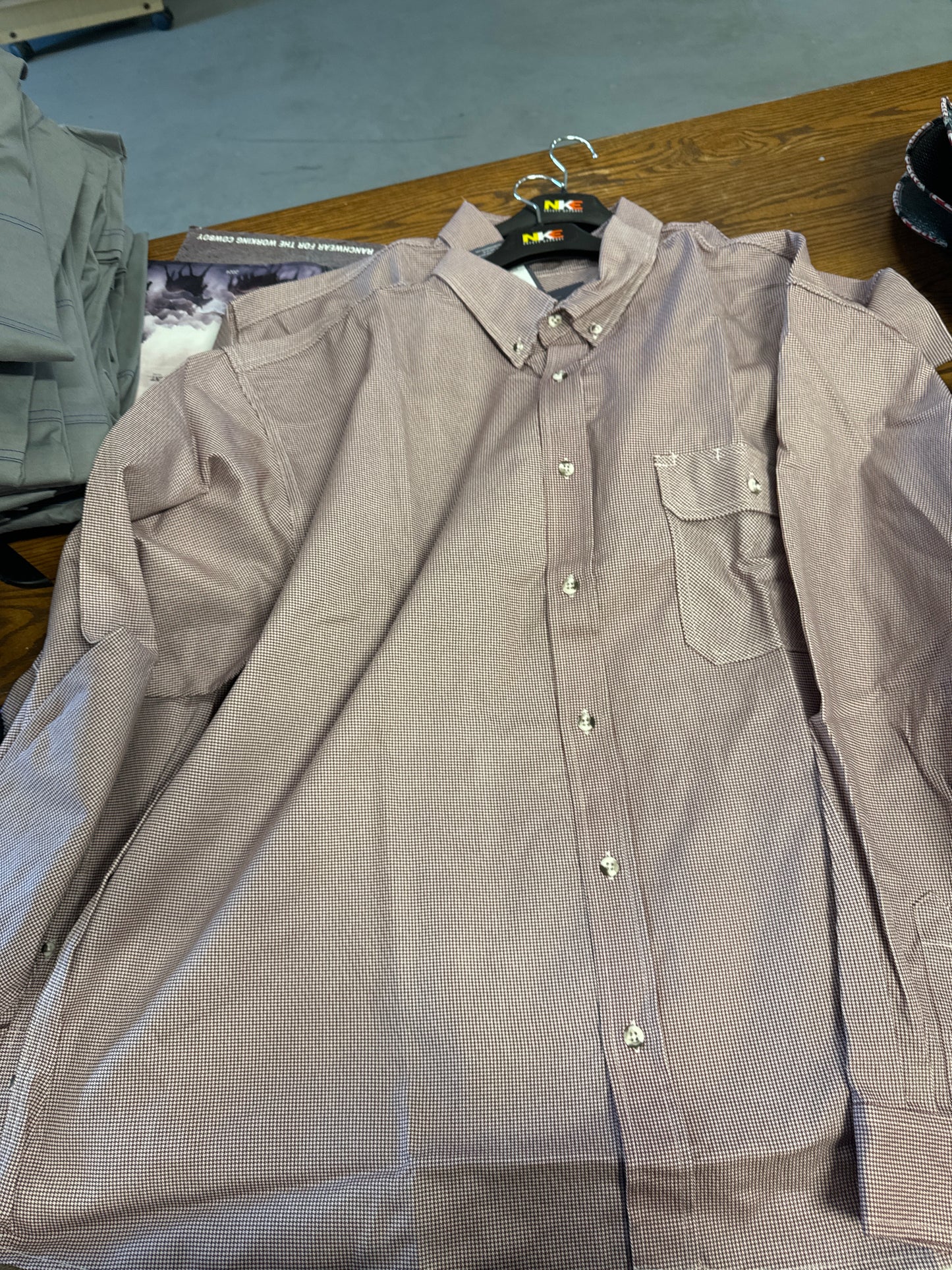 NKE Flame Resistant Red/Blue Checkered Dress Button Up