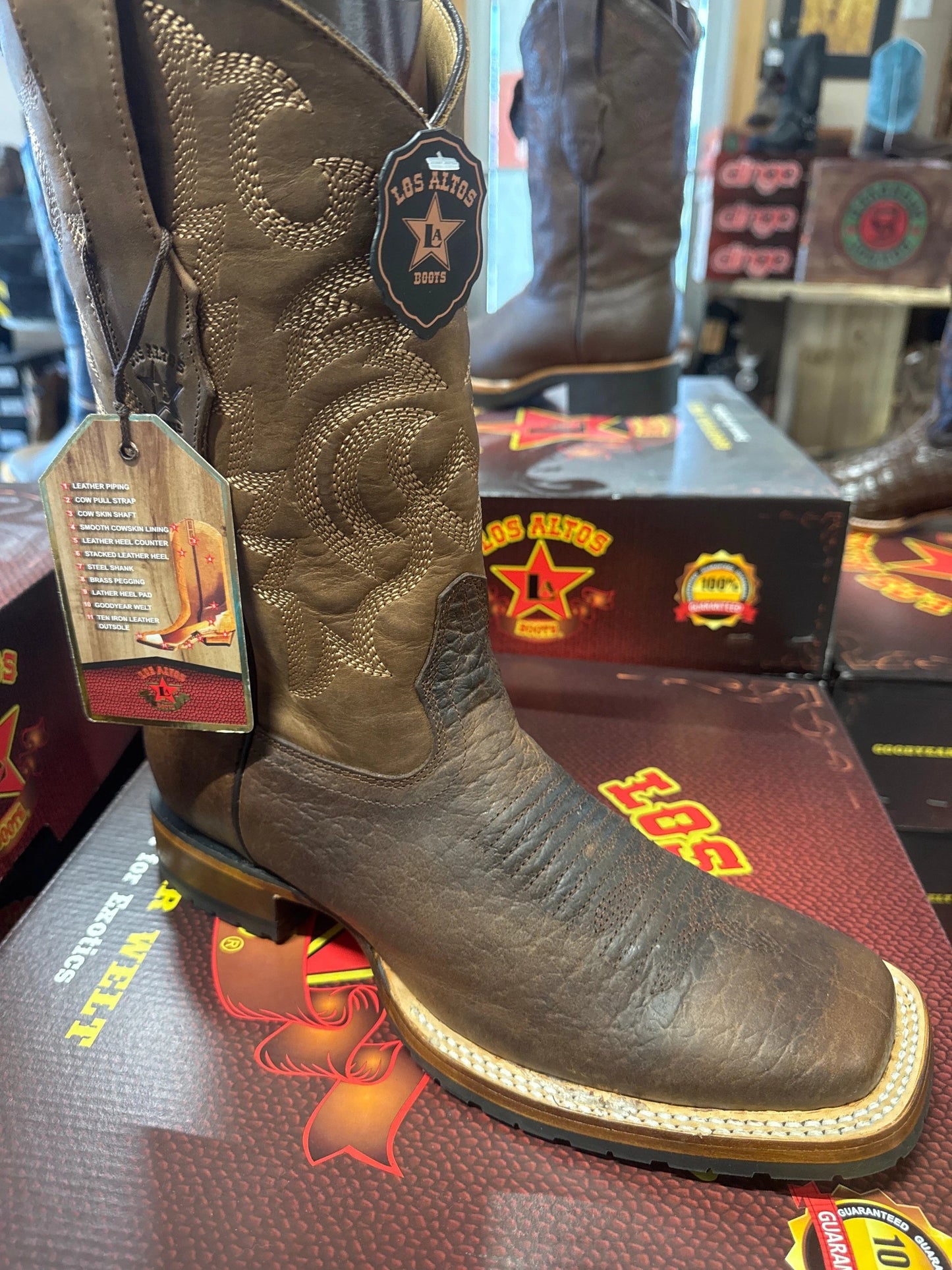Los Altos Bull Shoulder Leather Cowboy Boots for Ranch Work and Western Show Performances by Los Altos