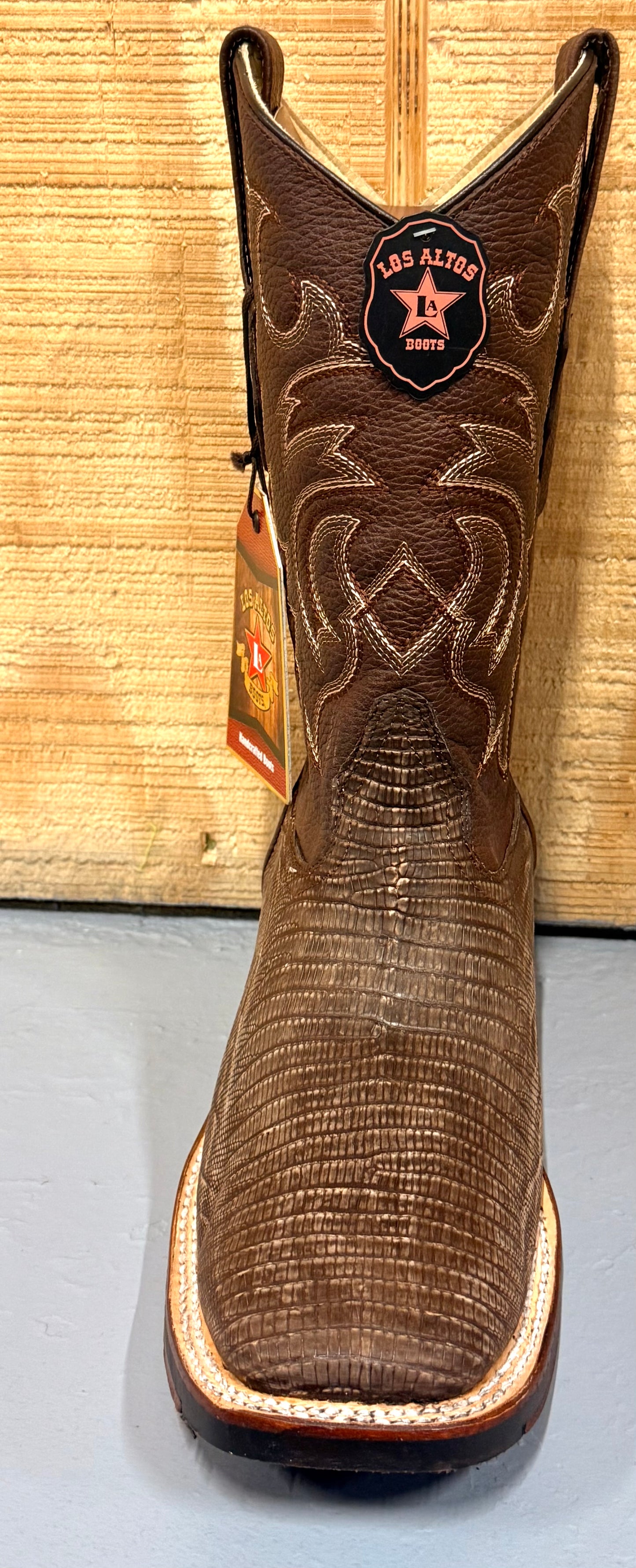 Exotic Los Altos Sanded Brown Lizard Wide Square Toe